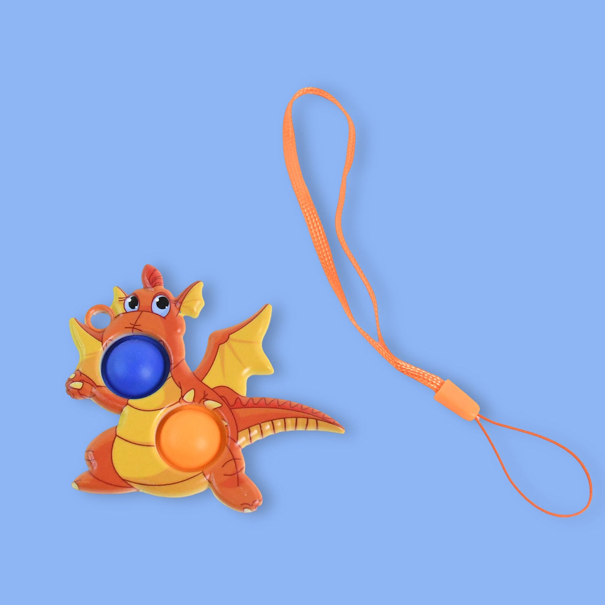 2-Bubble Dragon-Shaped Push Pop Fidget Toy with Strap (1 Pc)