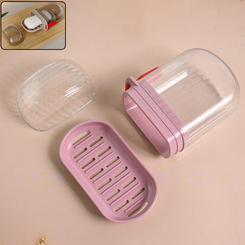 Multipurpose Plastic Soap Dish with Transparent Dust-Proof Lid, Sabudani (1 Pc)