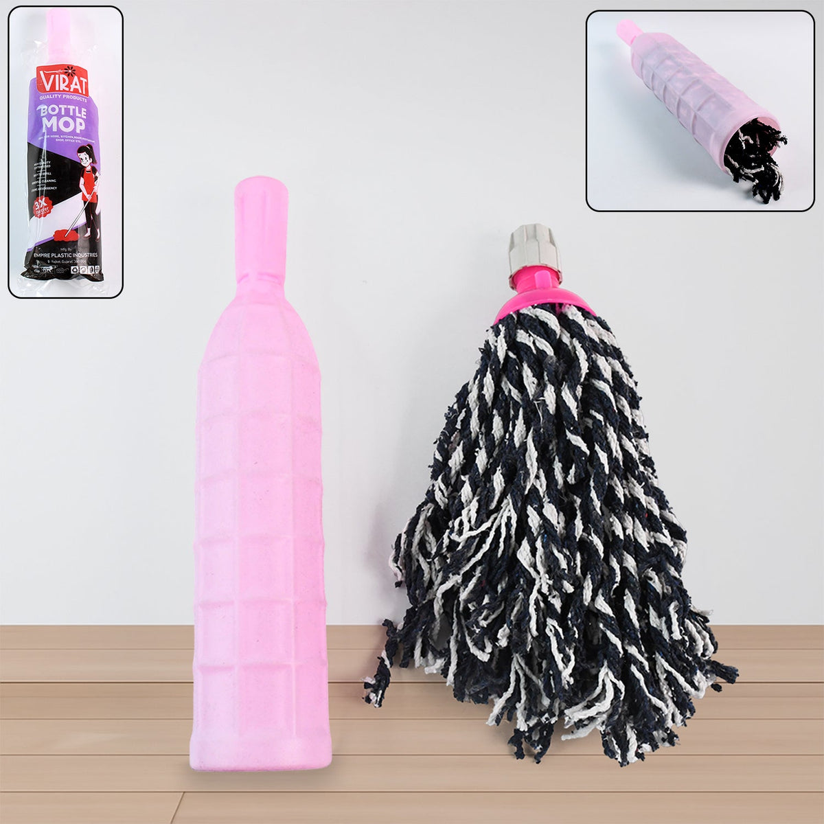 Heavy-Duty Floor Cleaning Bottle Mop Refill with Durable Plastic Bottle