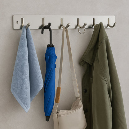 Stainless Steel Wall Mounted Coat 6 Hook Rack (32x3 / 1Pc)