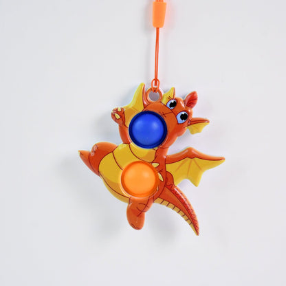 2-Bubble Dragon-Shaped Push Pop Fidget Toy with Strap (1 Pc)