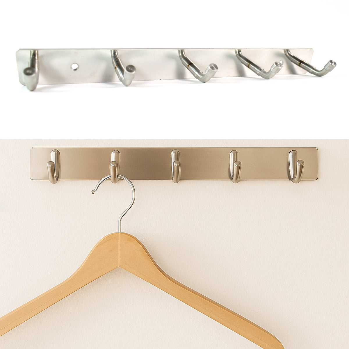 Stainless Steel Wall Mounted Coat 5 Hook Rack (26x3 / 1 Pc)
