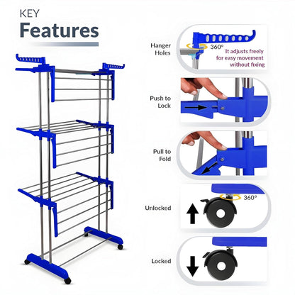 Foldable Stainless Steel Clothes Drying Stand Rack